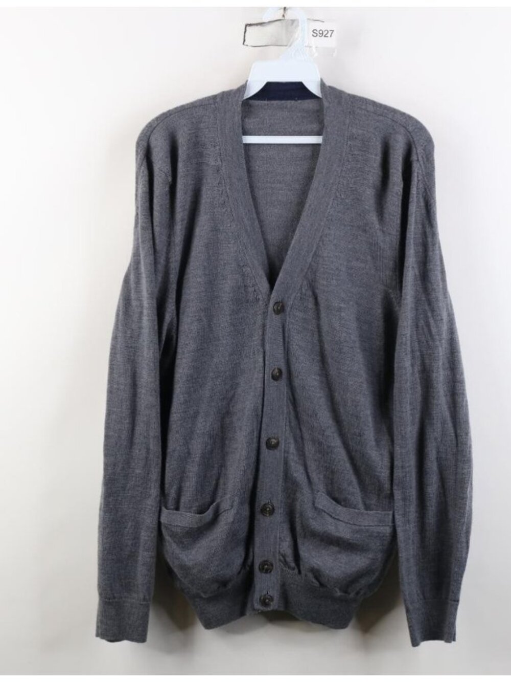 Vintage 90s Streetwear Mens Medium Blank Wool Blend Knit Cardigan Sweater Gray